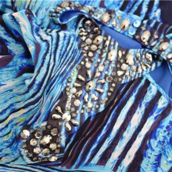 BCBG Embellished Halter Cutout Shoulder Gown - Picture 8 of 9